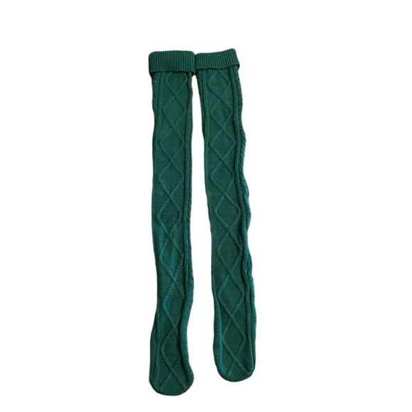NWOT Green Cable Knit Over the Knee Socks OS - Picture 2 of 4